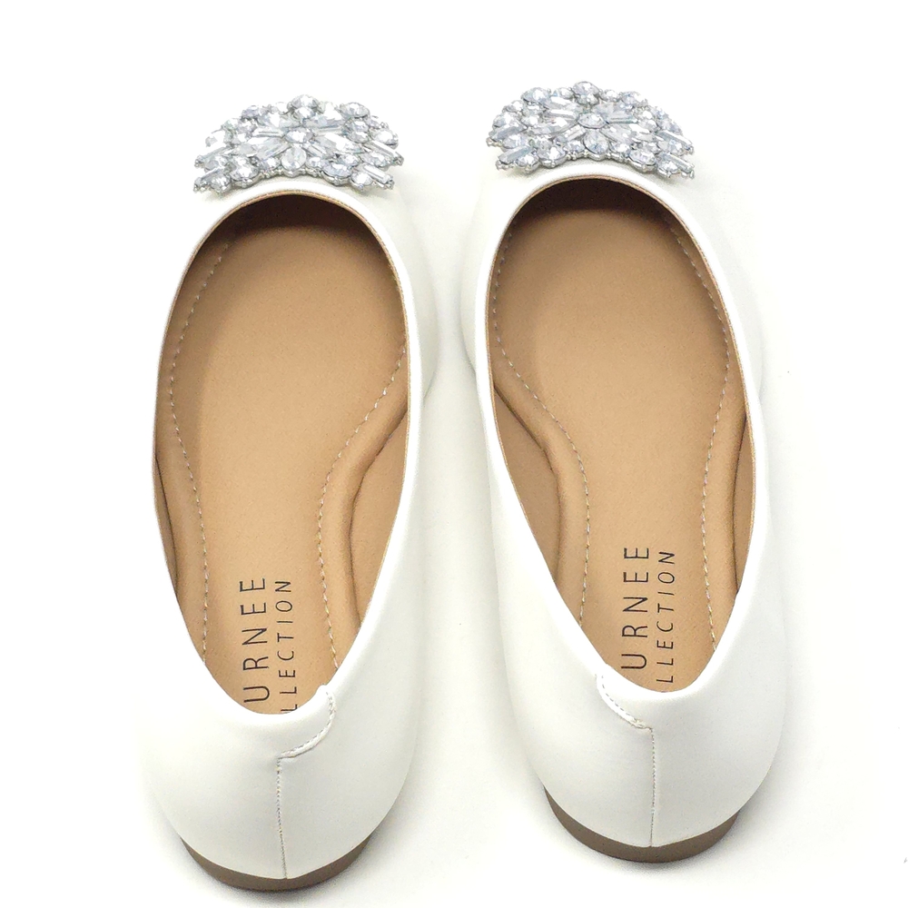 Brinley Co. Jewel Pointed Toe Ballet Flats Ivory Faux Leather Size 7.5M - Picture 7 of 10